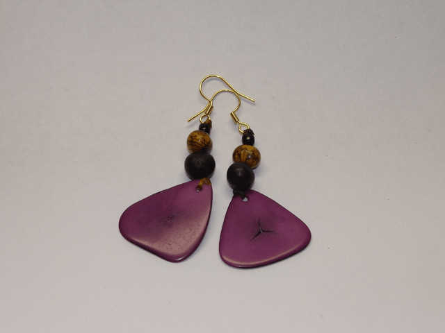 Boucles d'oreille Ivoire végétale Longue